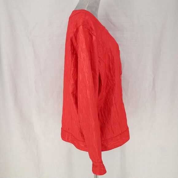 Chicos Jacket 3 Womens XL 16 Orange Brocade Lined Blazer Whimsy Career Office - Picture 12 of 15